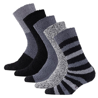 5PK Mens Cosy Socks Black Block